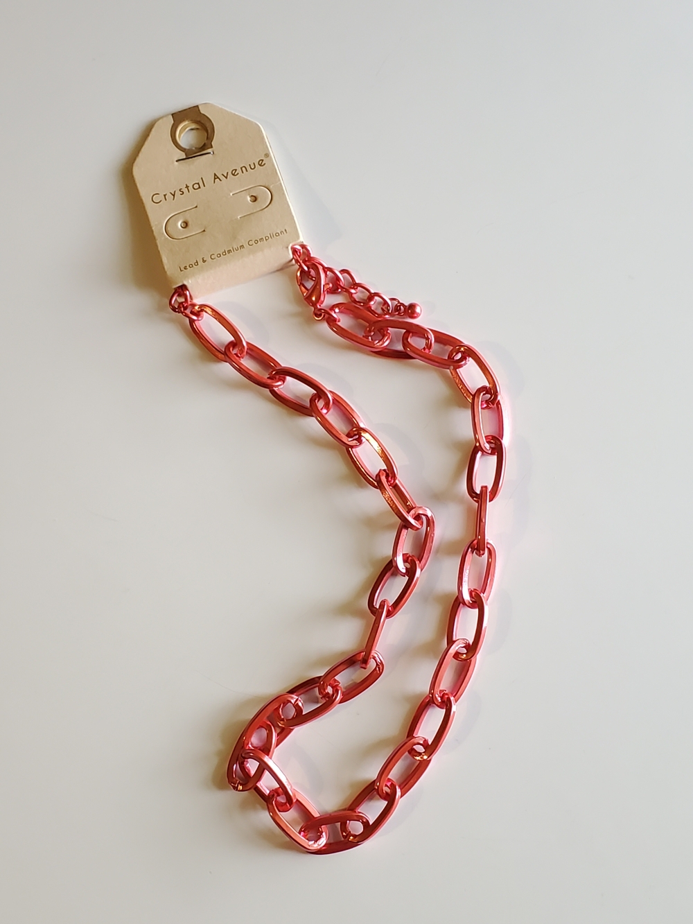 Pink Chunky Chain Necklace By Crystal Avenue